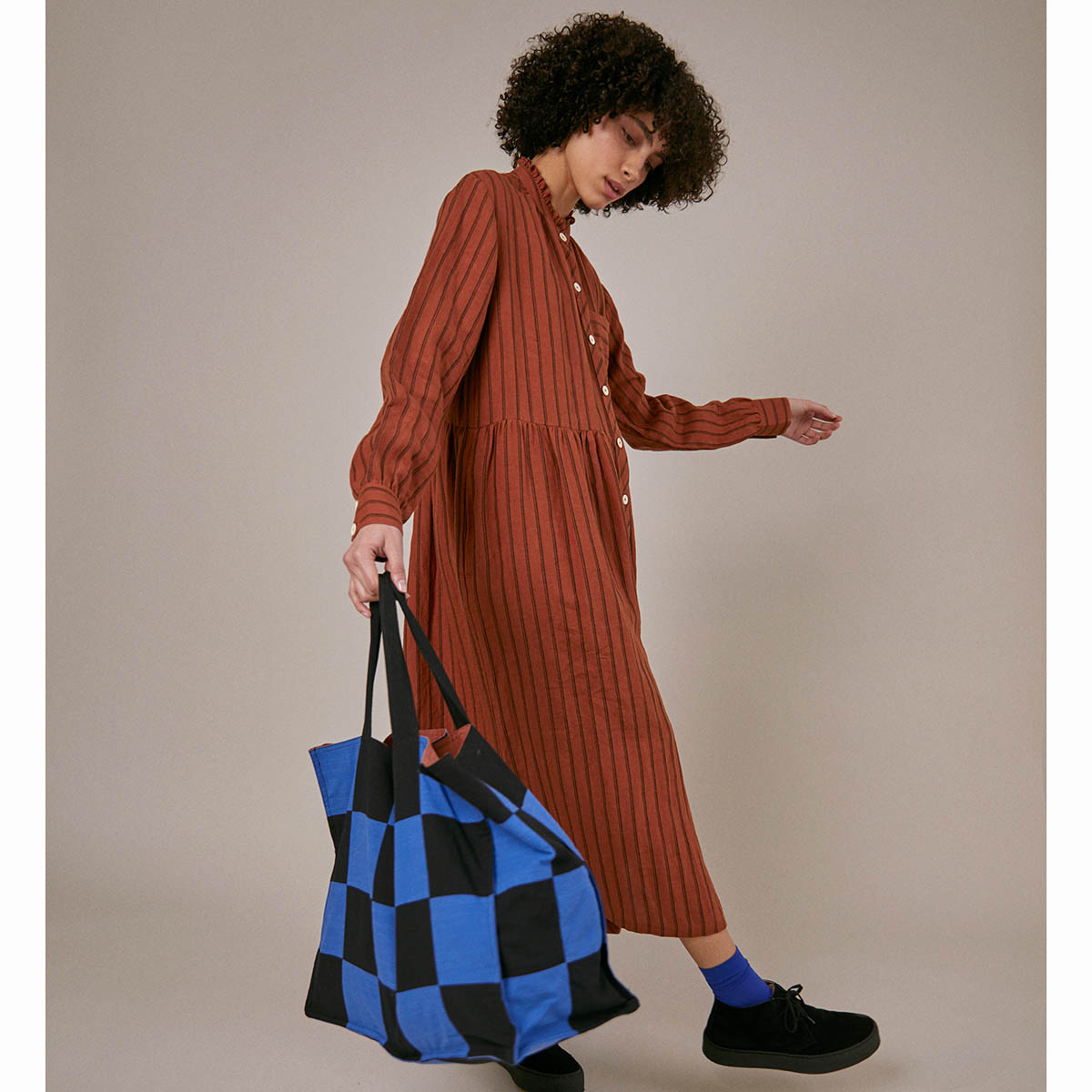 Sideline Whistle Dress Rust Stripe