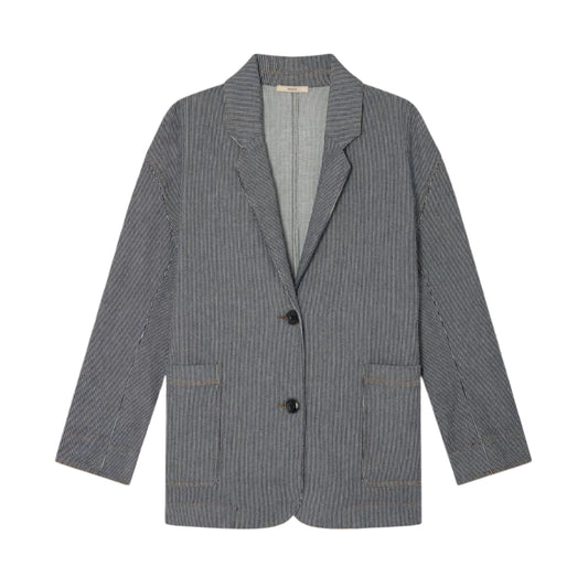Sessun Trani Striped  Jacket Coutil Blue