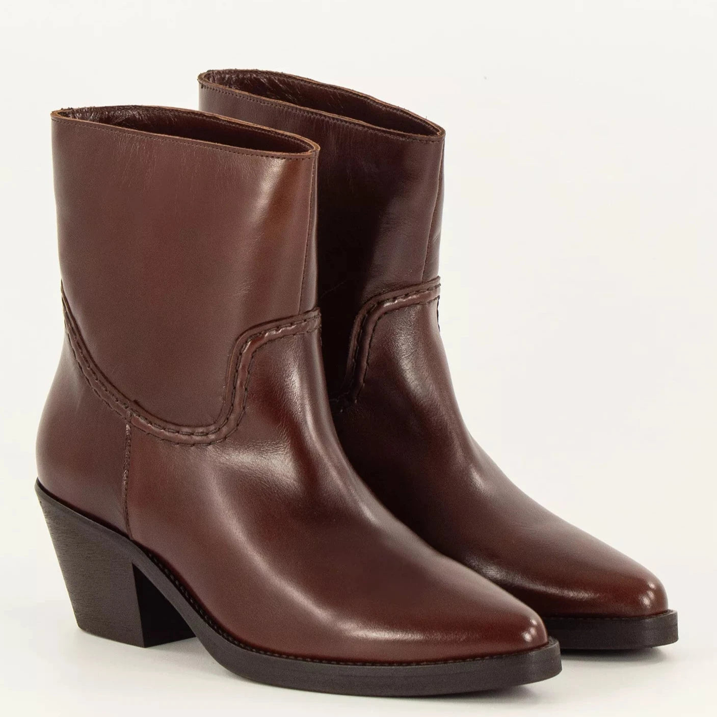 Sessun Tiaguette Low Cowboy Boots Mogano Leather