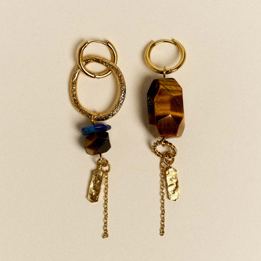 Sessun Toti Stone Earrings Tiger Blue