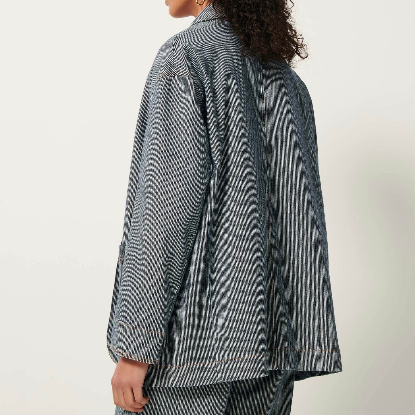 Sessun Trani Striped  Jacket Coutil Blue