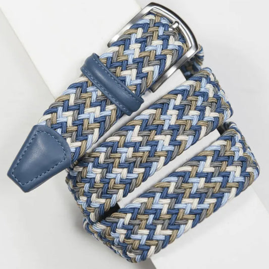 Andersons Classic Elastic Woven Belt Blue/Sky/Taupe/Cream/Grey