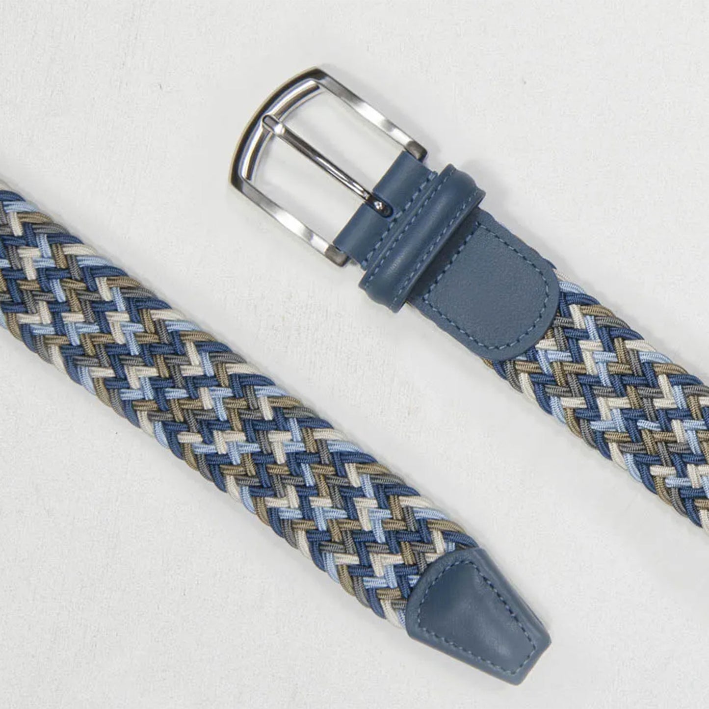 Andersons Classic Elastic Woven Belt Blue/Sky/Taupe/Cream/Grey