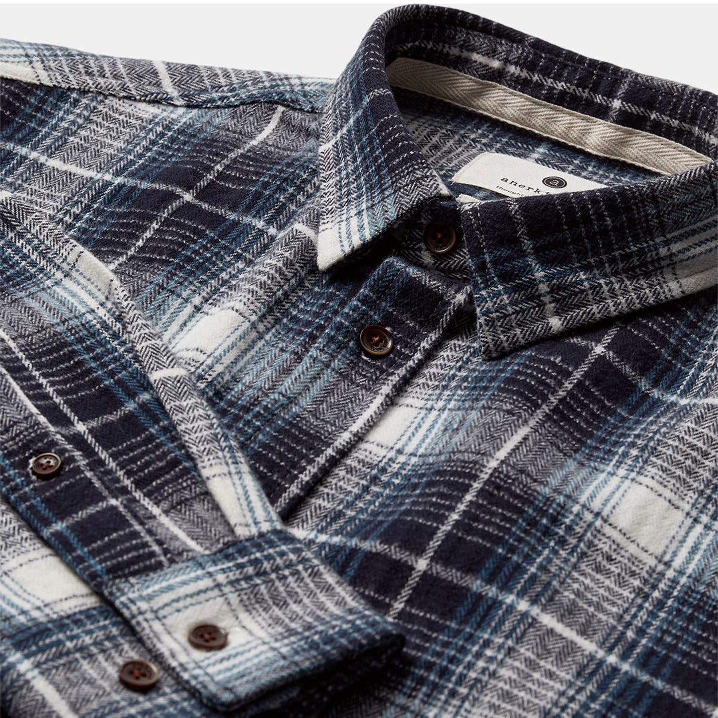 Anerkjendt Akleif Flannel Check Shirt Sky Captain