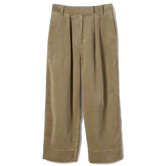 MHL W' Pleated Cropped Trouser Heavy Corduroy Putty