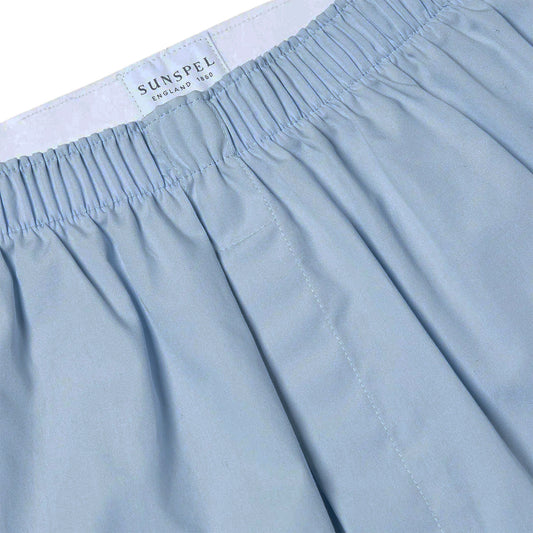 Sunspel Cotton Poplin Boxer Short Plain Blue