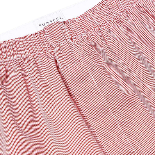 Sunspel Classic Boxer Shorts Red Micro Gingham
