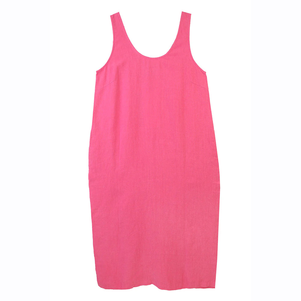 L.F. Markey Basic Linen Shift Dress Fuchsia