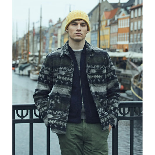 Hartford Perry Knitted Jacket Navy & Green