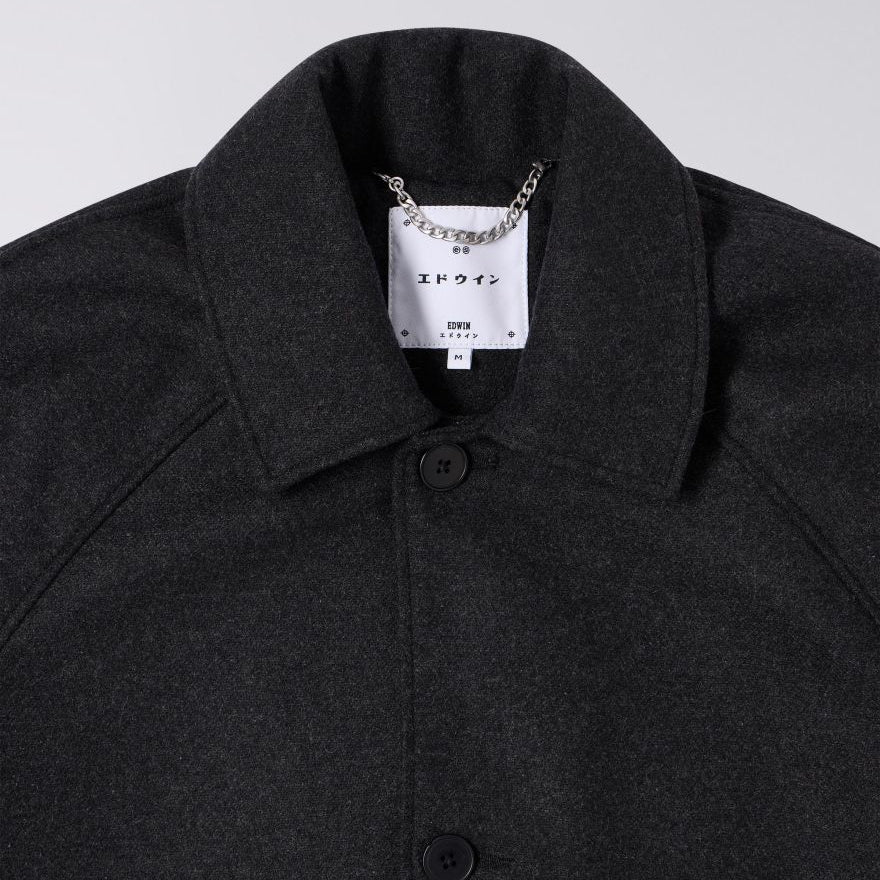 Edwin Mac Wool Coat Dark Grey Marl