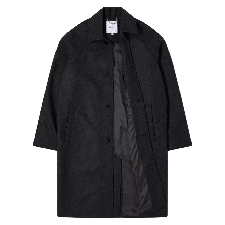 Edwin Mac Wool Coat Dark Grey Marl