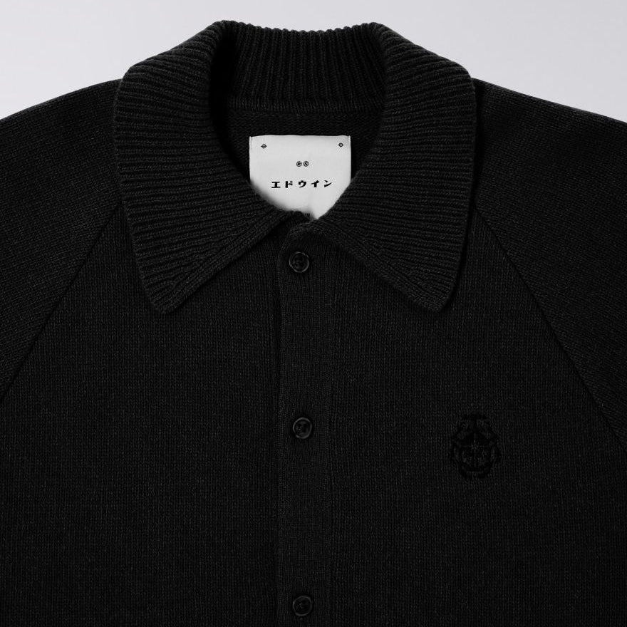 Edwin Mars Polo Cardigan Black