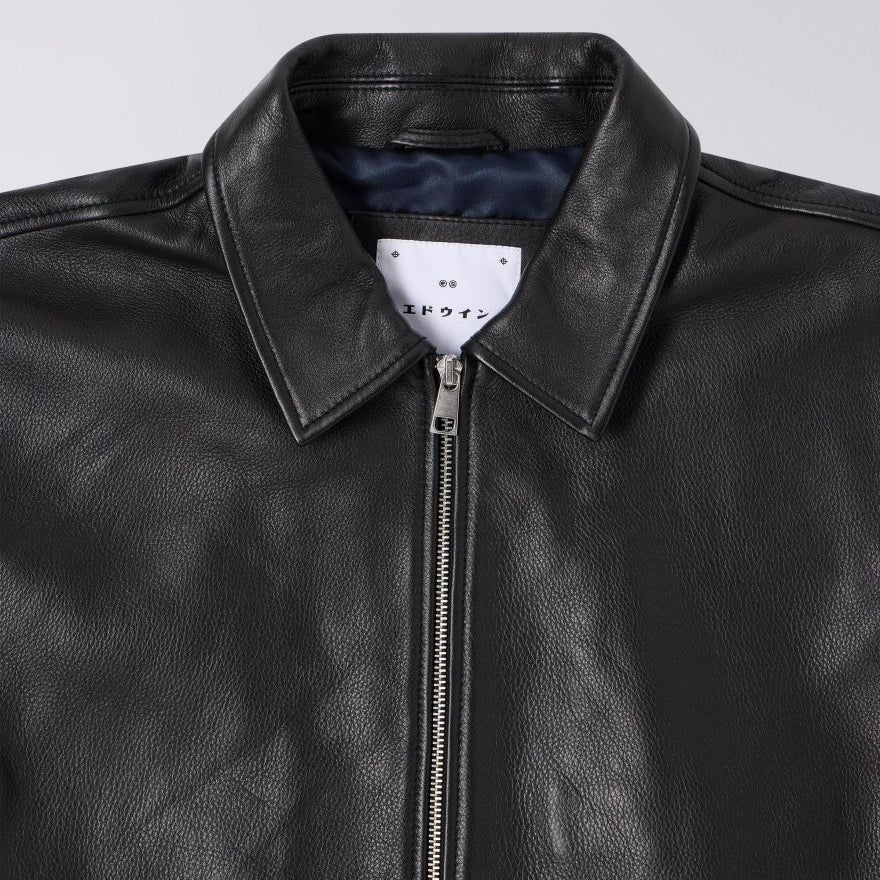 Edwin Fix Leather Jacket Black
