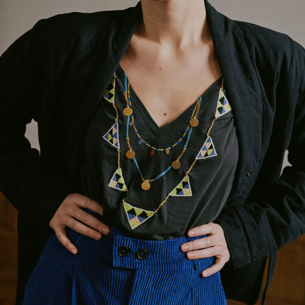 Leon & Harper Tonton T-Shirt Brodery Carbone