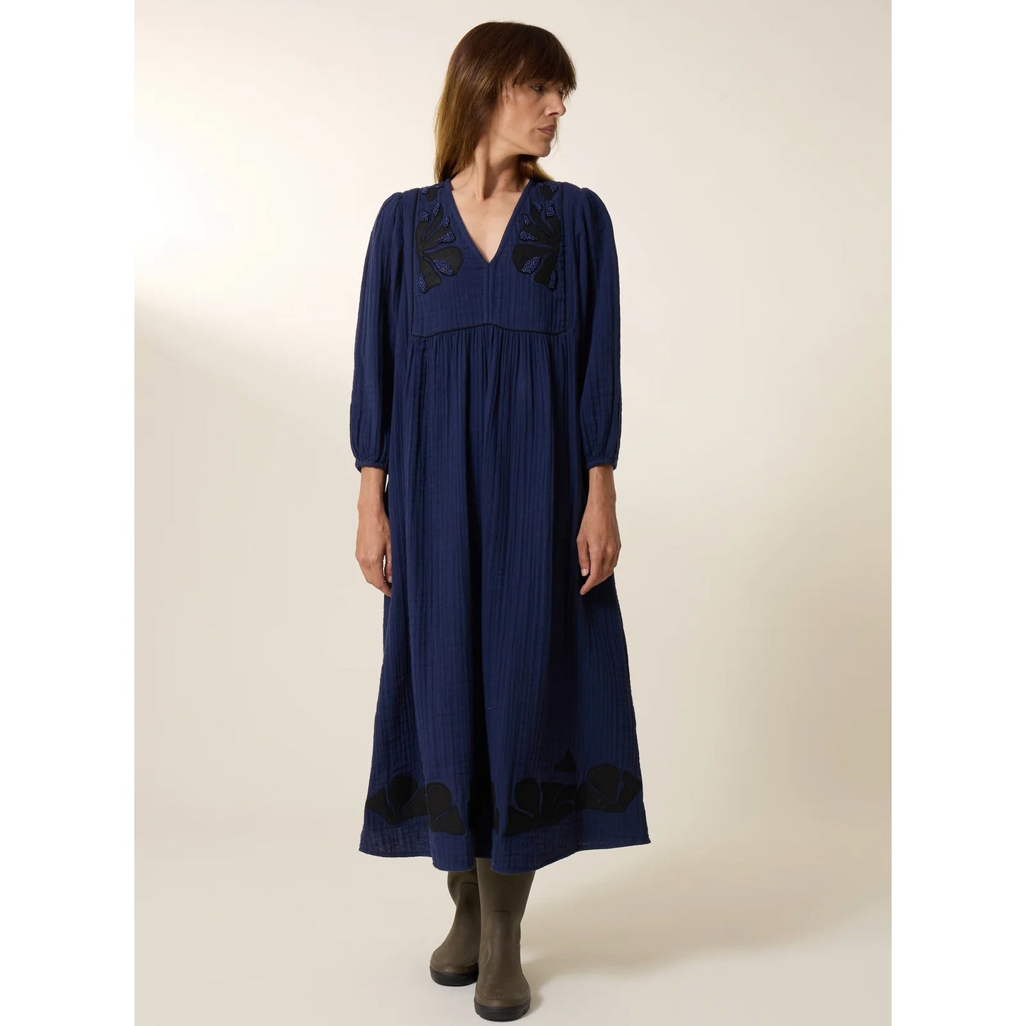 Leon & Harper Romaine Beads Dress Navy