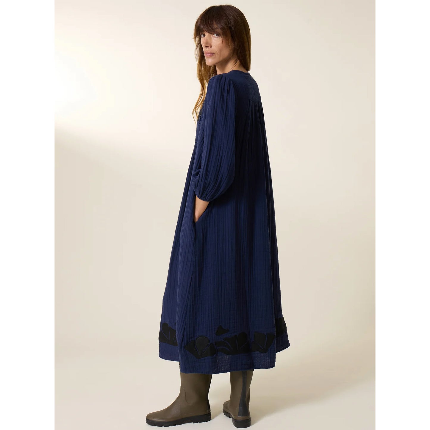 Leon & Harper Romaine Beads Dress Navy