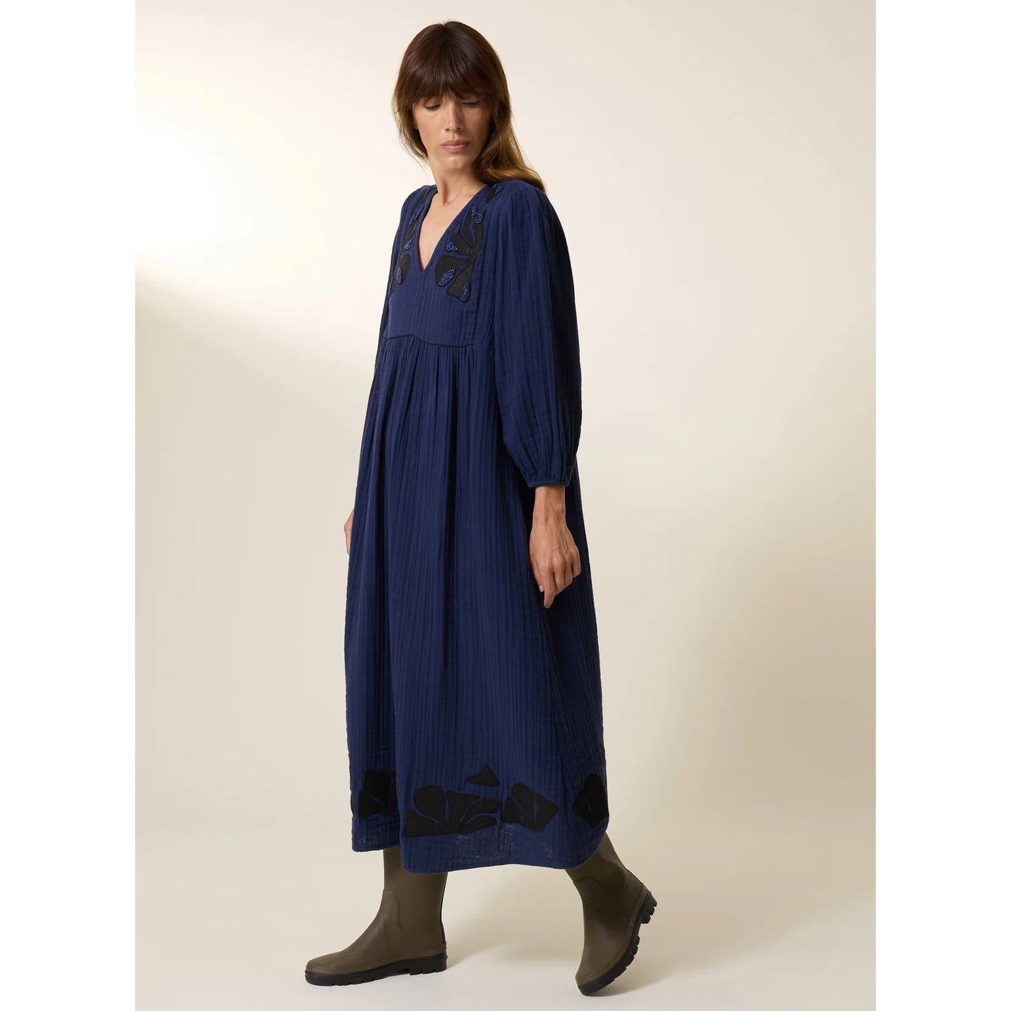 Leon & Harper Romaine Beads Dress Navy