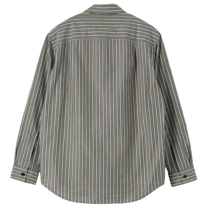 MHL Basic Shirt Two Tone Cotton Stripe Forest / Grey / Off White