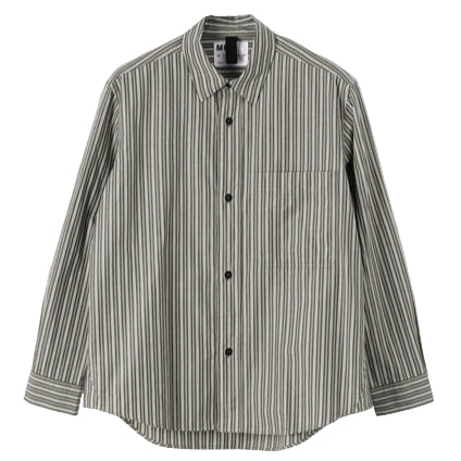 MHL Basic Shirt Two Tone Cotton Stripe Forest / Grey / Off White