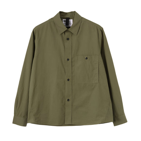 MHL Overall Shirt Washed Cotton Poplin Khaki Green