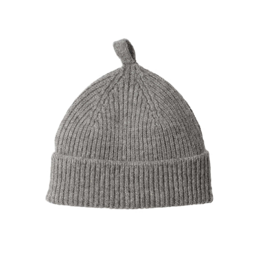 MHL Simple Ribbed Wool Beanie School Grey