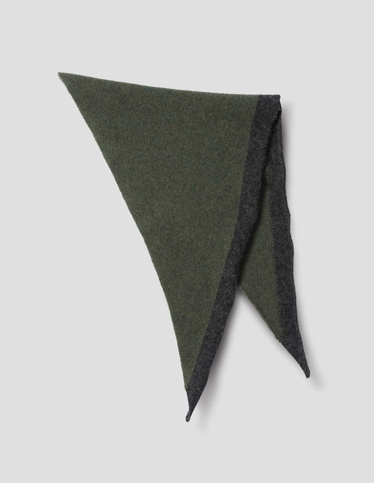 MHL Tipped Scout Scarf Lambswool Green / Charcoal