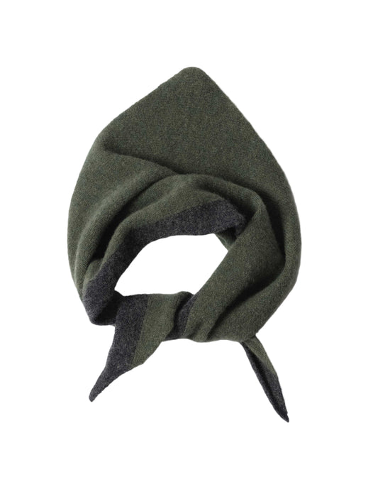 MHL Tipped Scout Scarf Lambswool Green / Charcoal