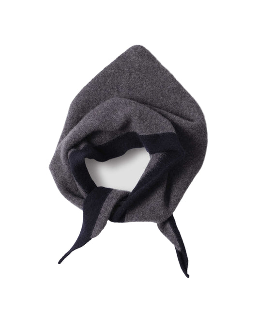 MHL Tipped Scout Scarf Lambswool Grey / Ink