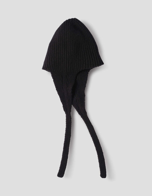 Margaret Howell Ear Flap Hat Soft Spun Wool Black