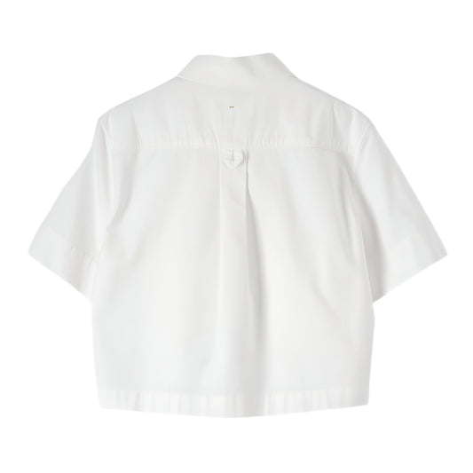 MHL W' Cropped Uniform Shirt  Textured Cotton Off White