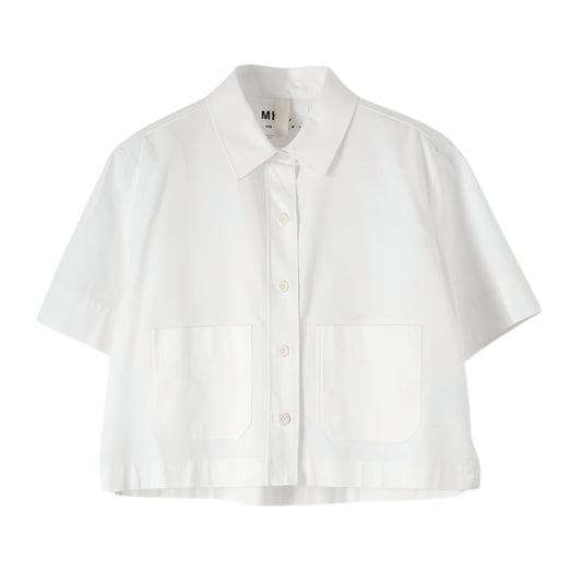 MHL W' Cropped Uniform Shirt  Textured Cotton Off White