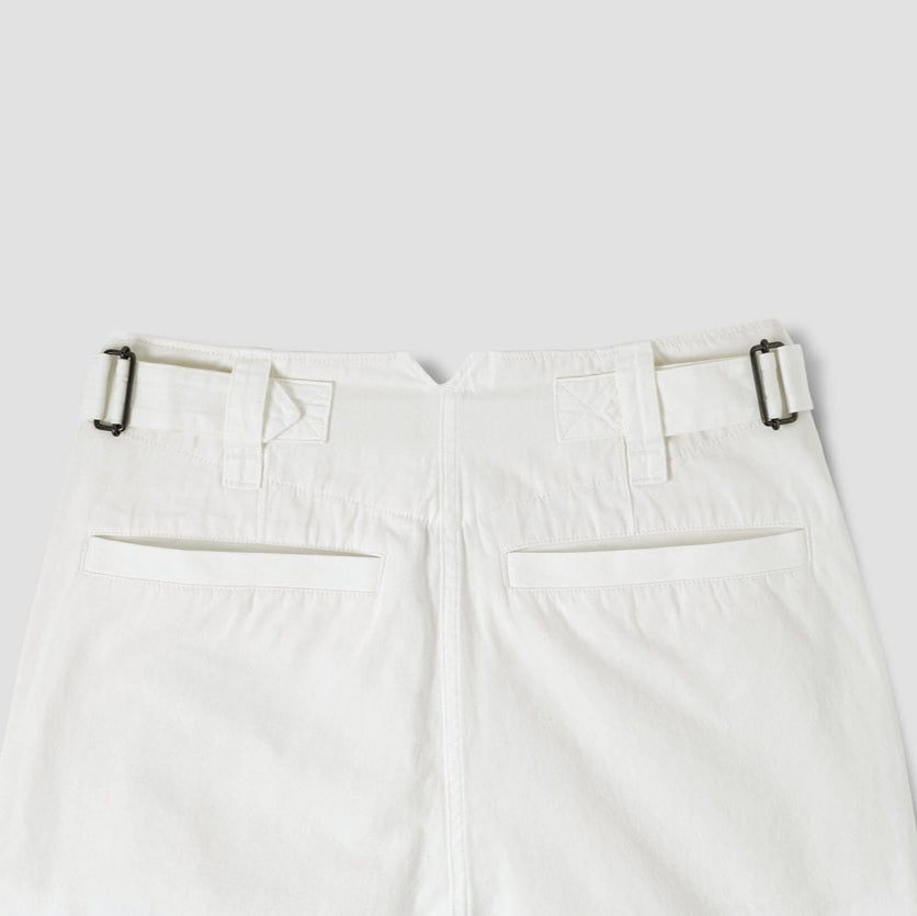 MHL W' Tapered Flat Front  Trouser Cotton Linen Off White