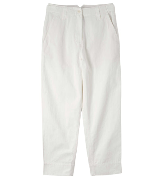 MHL W' Tapered Flat Front  Trouser Cotton Linen Off White