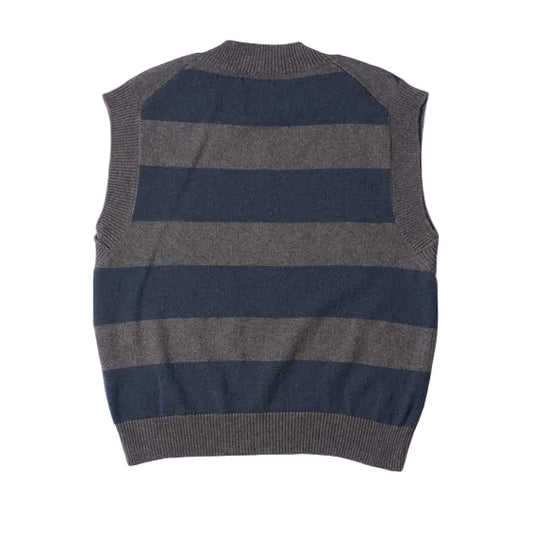 MHL W' Striped V Neck Slipover Charcoal / Slate