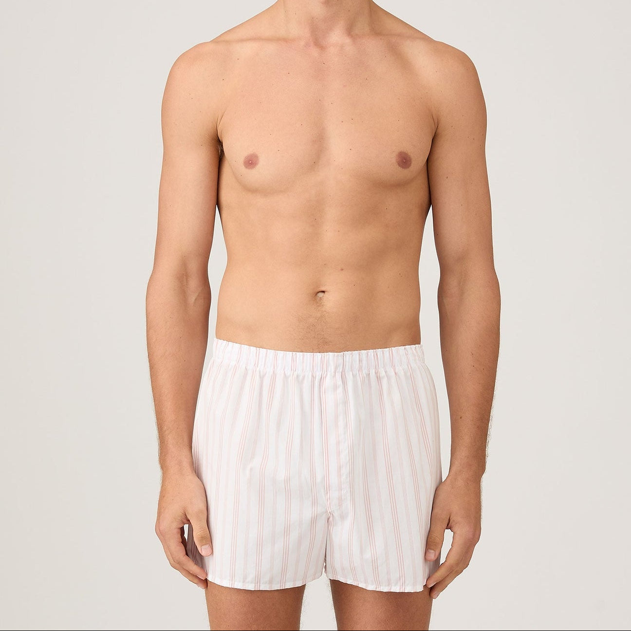 Sunspel Classic Boxer Shorts Pale Pink Stripe
