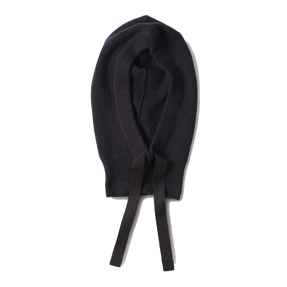MHL Knitted Hood Lambswool Dark Navy
