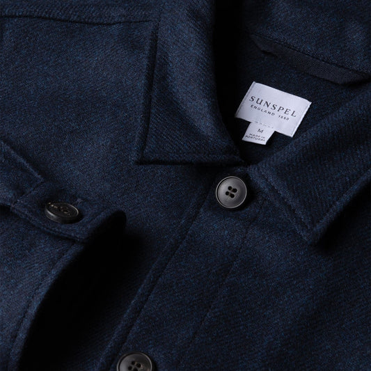 Sunspel Wool Twin Pocket Jacket Light Navy Melange