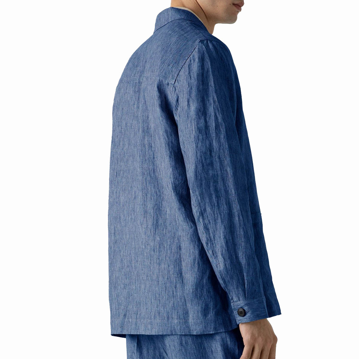 Sunspel Linen Twin Pocket Jacket Blue Melange