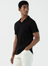 Load image into Gallery viewer, Sunspel Linear Mesh Polo Shirt Black
