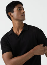 Load image into Gallery viewer, Sunspel Linear Mesh Polo Shirt Black
