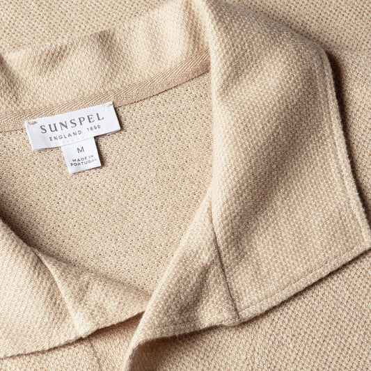 Sunspel Linen Pique Polo Shirt Hazelwood