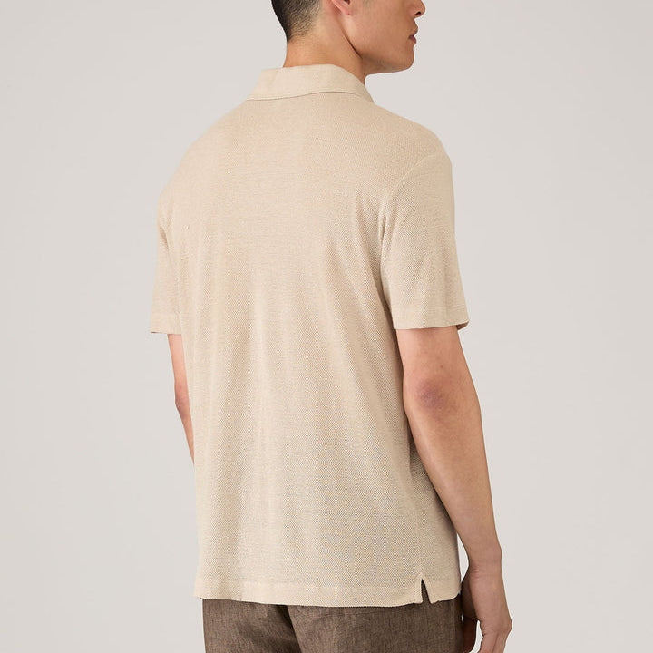 Sunspel Linen Pique Polo Shirt Hazelwood