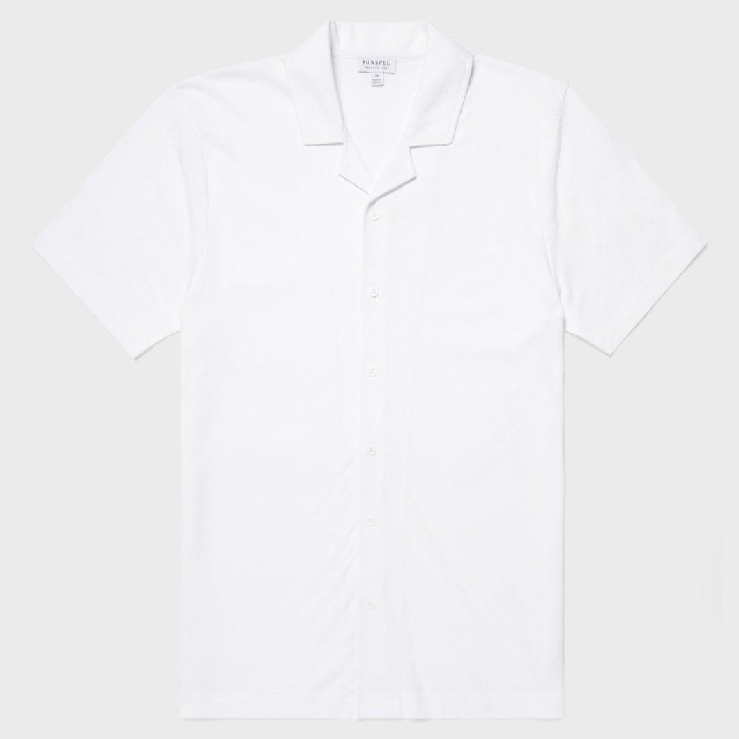 Sunspel Riviera Camp Collar Shirt White