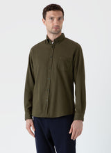 Load image into Gallery viewer, Sunspel Brushed Cotton Flannel ShirtDark Olive
