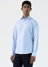 Load image into Gallery viewer, Sunspel Cotton Stretch LS Shirt Light Blue Dobby Stripe
