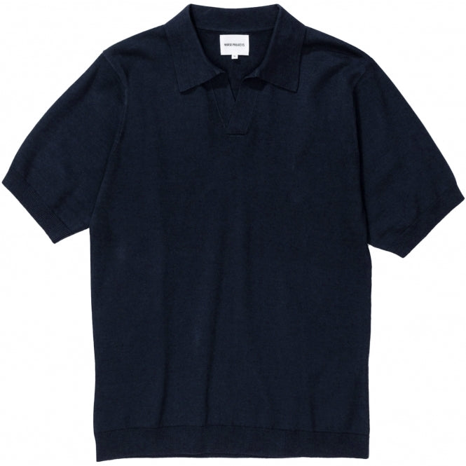 Norse Projects Leif Cotton Linen Polo Dark Navy