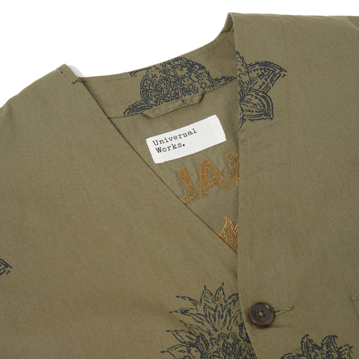 Universal Works V N Chore Jacket Flower Twill Olive