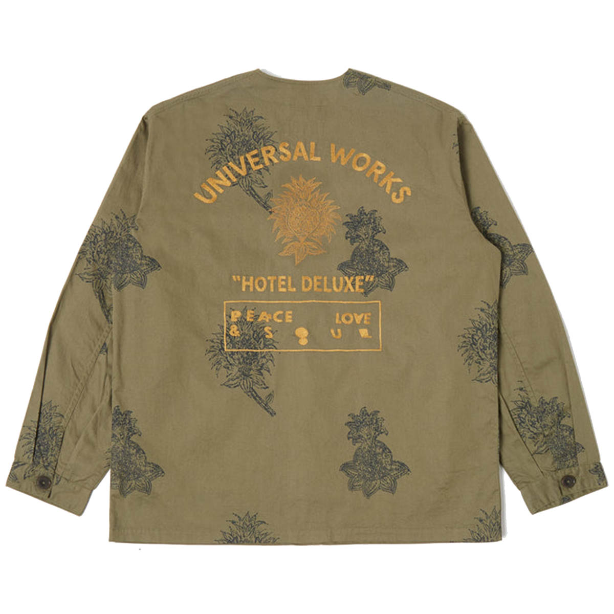 Universal Works V N Chore Jacket Flower Twill Olive