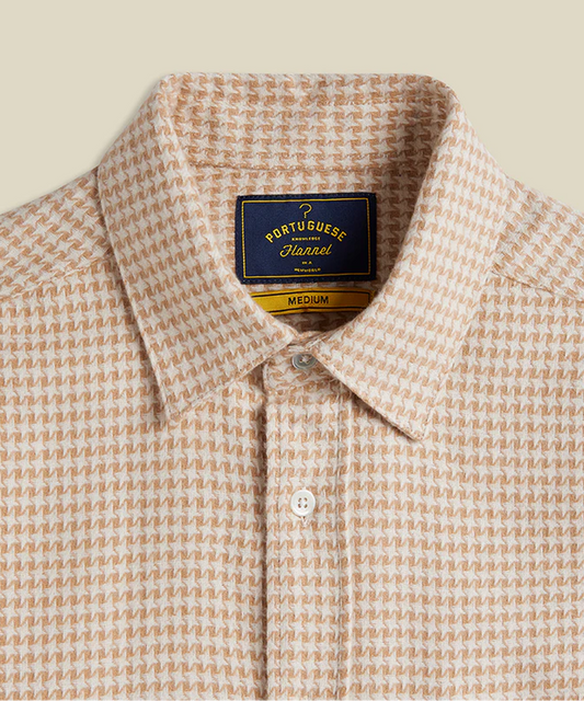 Portuguese Flannel Abstract Pied Poule LS Shirt Cream