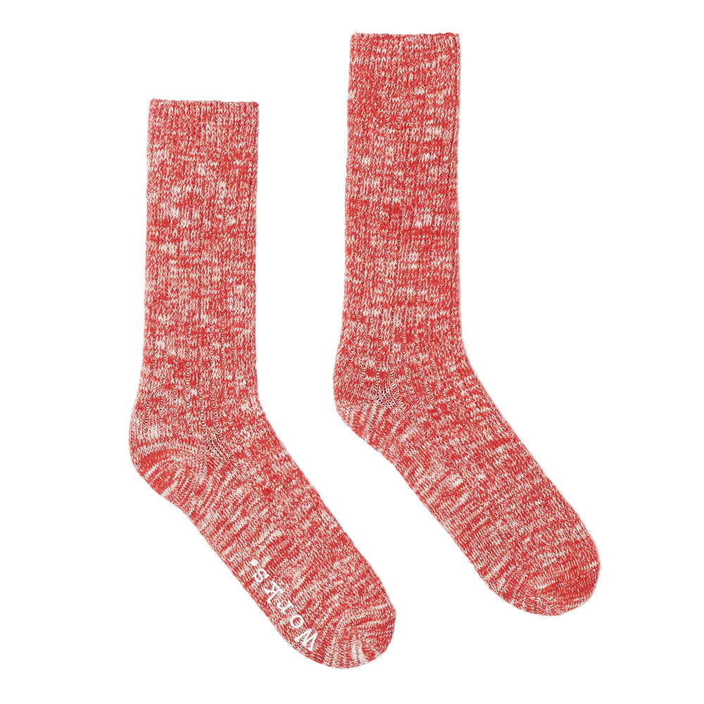 Universal Works Slub Knit Slub Sock Red